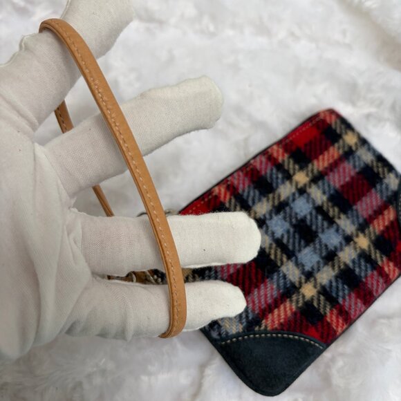 Vintage Coach Holiday Plaid Drawstring Bucket & Wristlet Set - 100% Wool in EUC - Picture 13 of 16